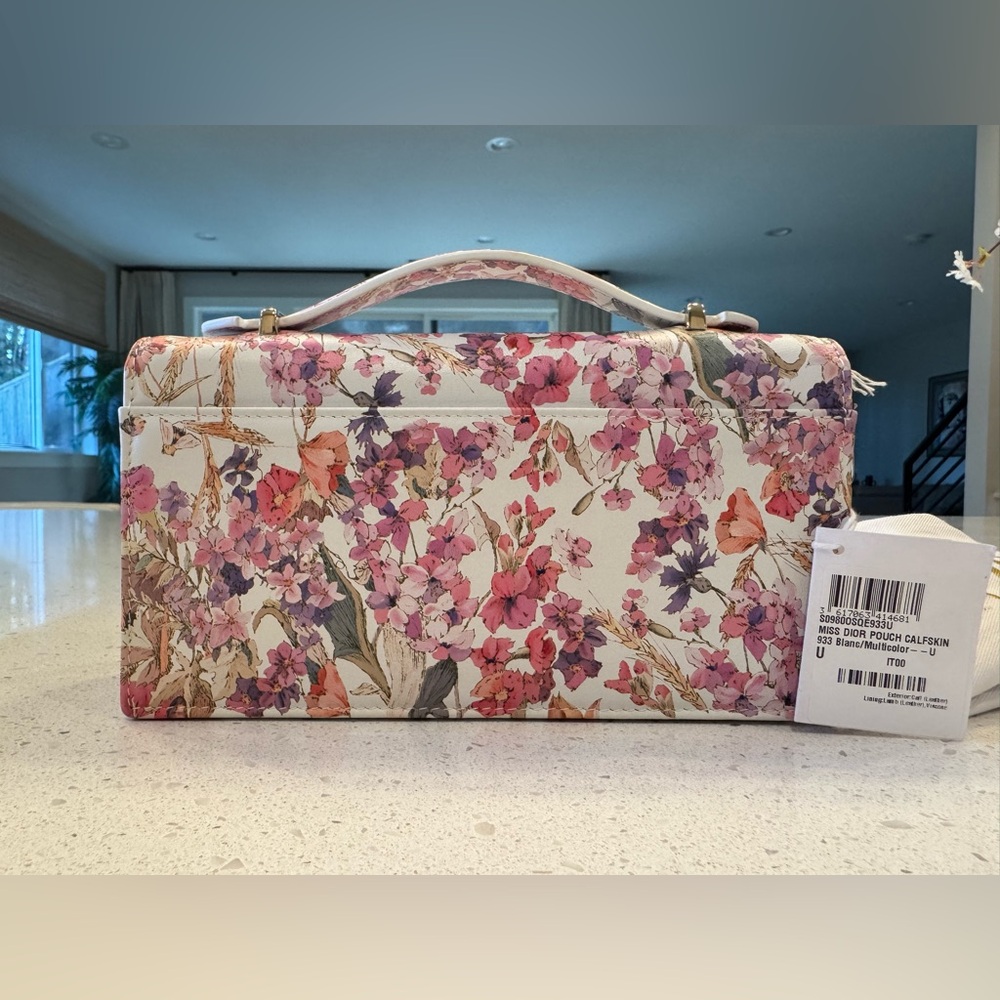 DIOR Miss Dior Floral Too handle mini bag with pearl chain strap - Picture 2 of 8